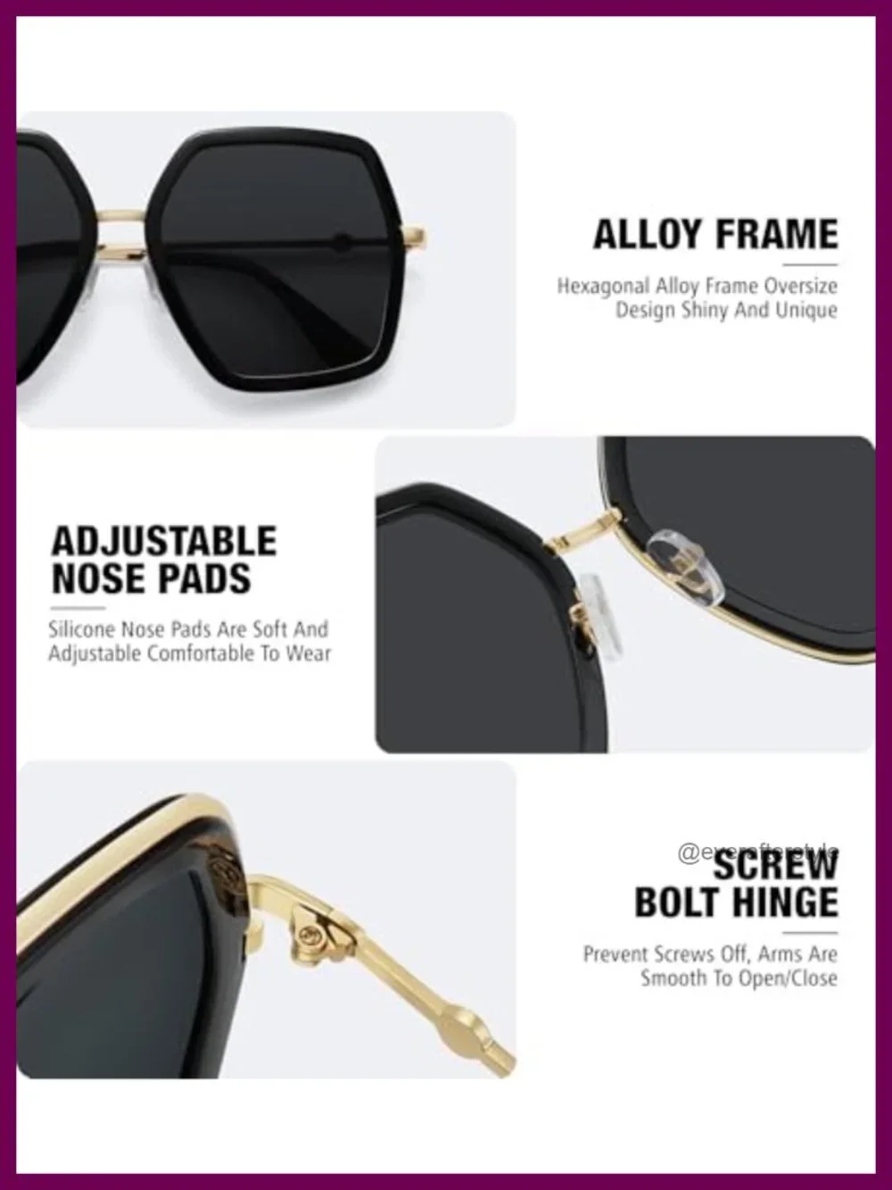 Oversized Hexagon Sunglasses UV400 for Women Fashion Shades